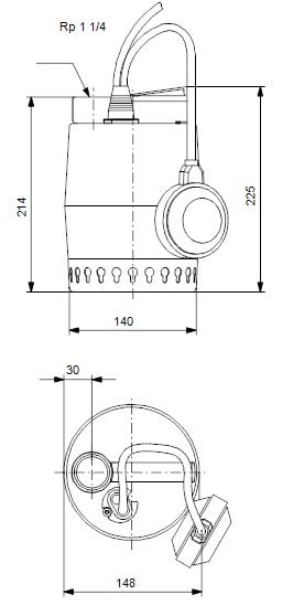 Grundfos UNİLİFT KP 250-A-1 012H1800 Kirli Su Dalgıç Pompa Boyutları