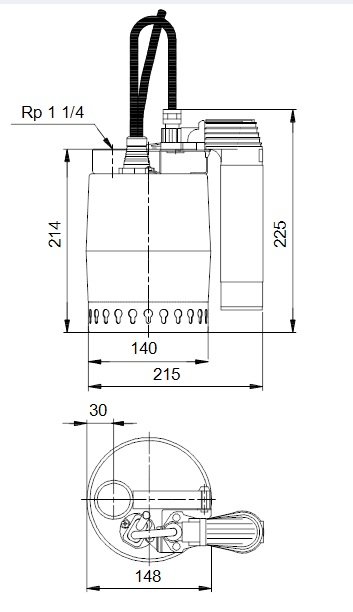 Grundfos UNİLİFT KP 250-A-1 012H1800 Kirli Su Dalgıç Pompa Boyutları