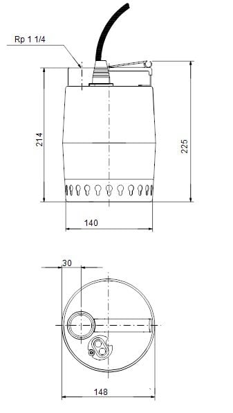 Grundfos UNİLİFT KP 250-M-1 012H1300 Kirli Su Dalgıç Pompa Boyutları