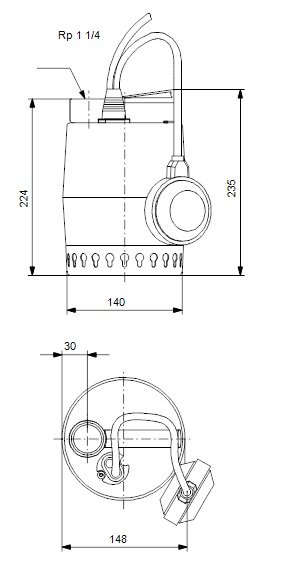 Grundfos UNİLİFT KP 350-A-1 013H1800 Kirli Su Dalgıç Pompa Boyutları