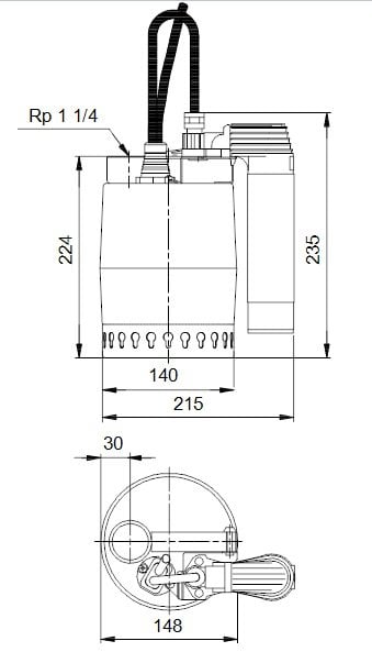 Grundfos UNİLİFT KP 350-A-1 013N1900 Kirli Su Dalgıç Pompa Boyutları