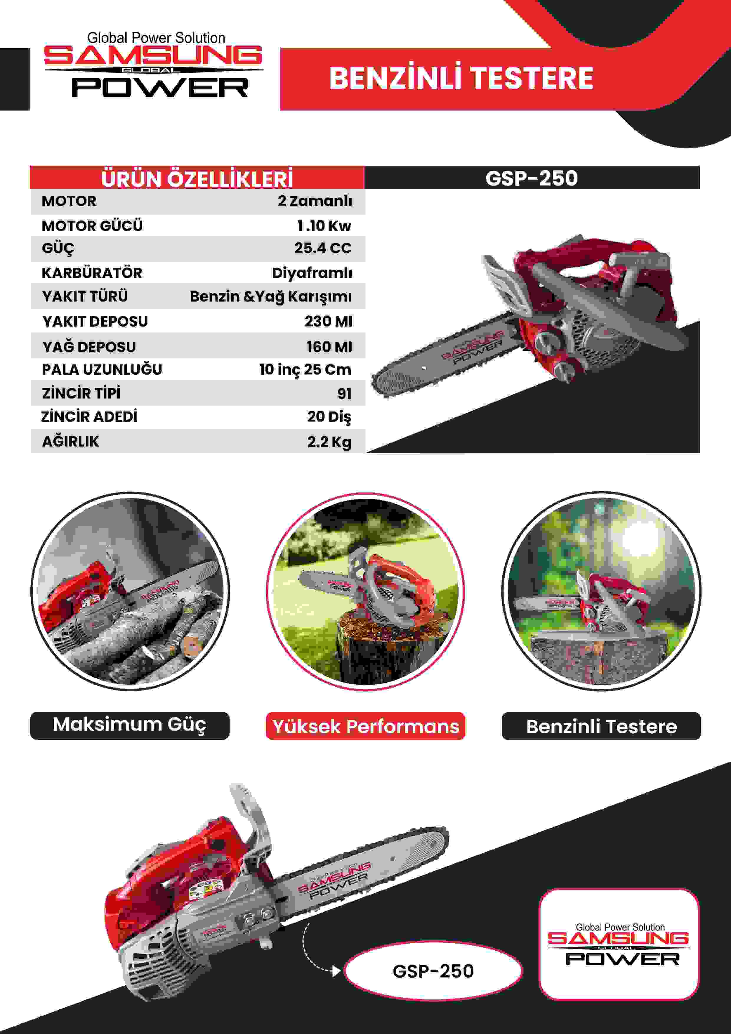 Samsung Power Gsp 250 Benzinli Testere 2 Zamanlı