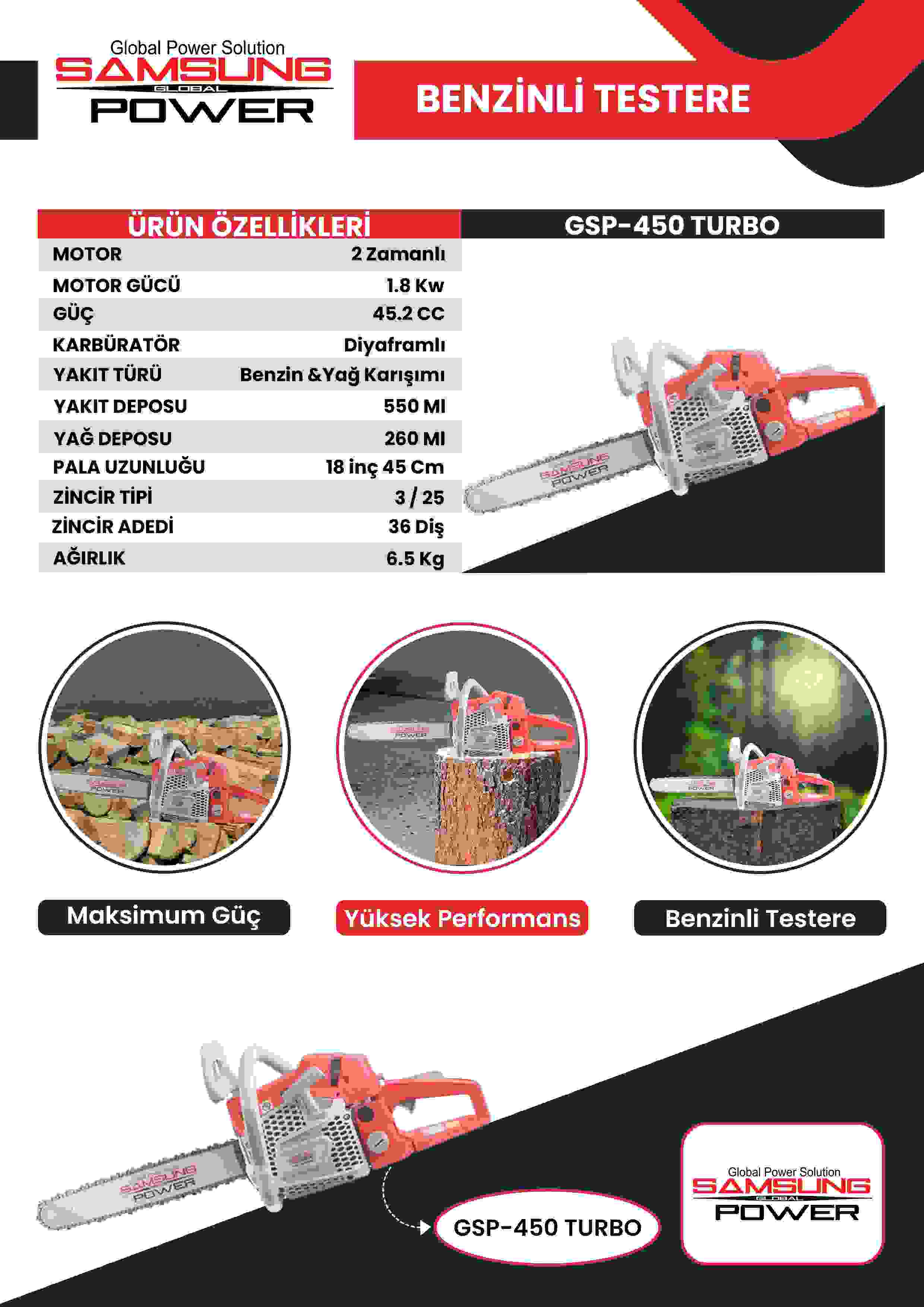 Samsung Power Gsp 450 Turbo Benzinli Testere