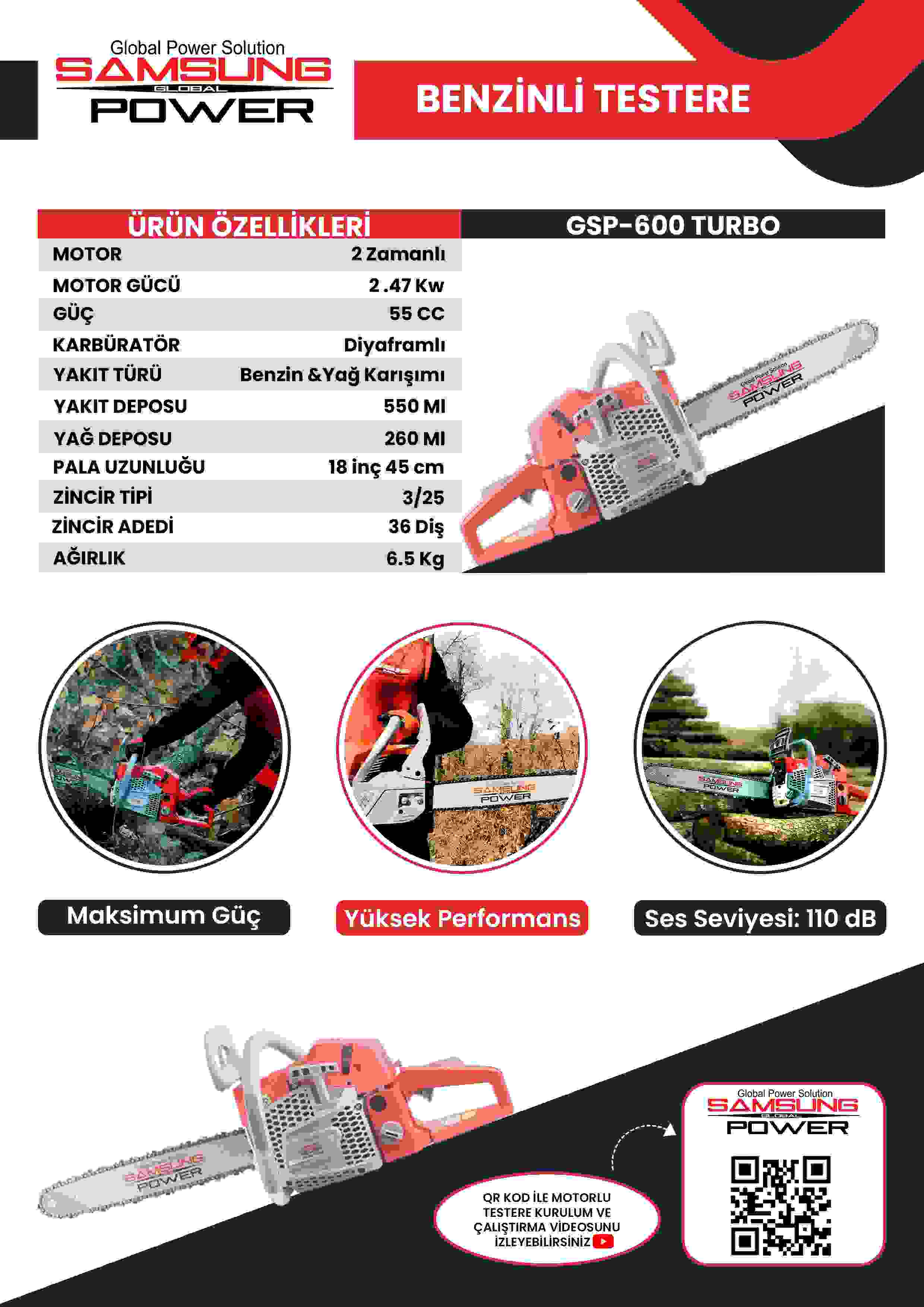 Samsung Power Gsp 600 Turbo Benzinli Testere