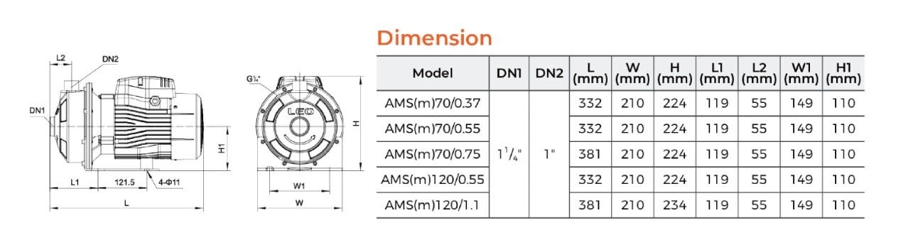 LEO AMSM 304 PASLANMAZ SANTRİFÜJ POMPA