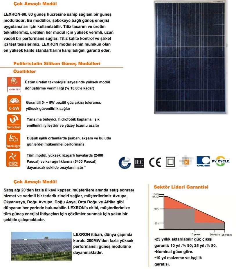 285 Watt Güneş Enerji Paneli, Solar Panel