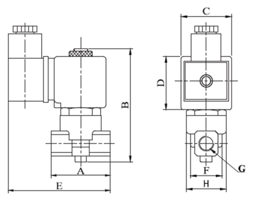 Solenoid Valf S1020 Serisi Direkt Çekmeli Ölçüleri
