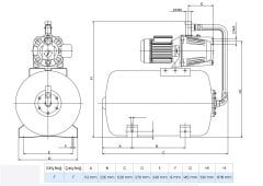 Wilo Aqua SPG 50-3.45 Jet Pompalı 50 Lt Tanklı Otomatik Hidrofor 4 Kat 9 Daire, 1Hp 4 Bar