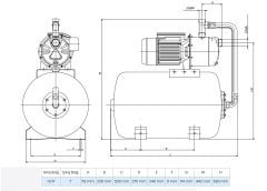 Wilo Aqua SPS 25-5.56 Paslanmaz Jet Pompalı 25 Lt Tanklı Otomatik Hidrofor 7 Kat 10 Daire, 1.5Hp
