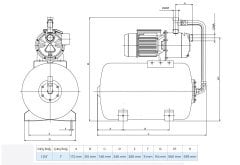 Wilo Aqua SPS 50-5.56 Paslanmaz Jet Pompalı 50 Lt Tanklı Otomatik Hidrofor 7 Kat 10 Daire, 1.5Hp