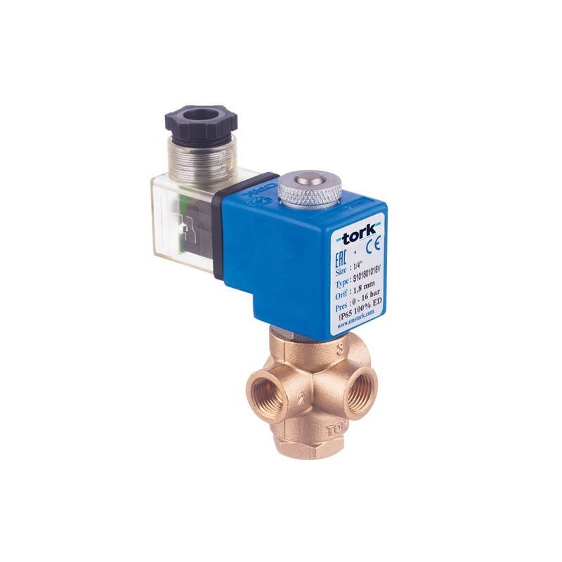 Tork S5018 Kompresör Solenoid Valf Direkt Çekmeli N.Kapalı 3/2 Yollu