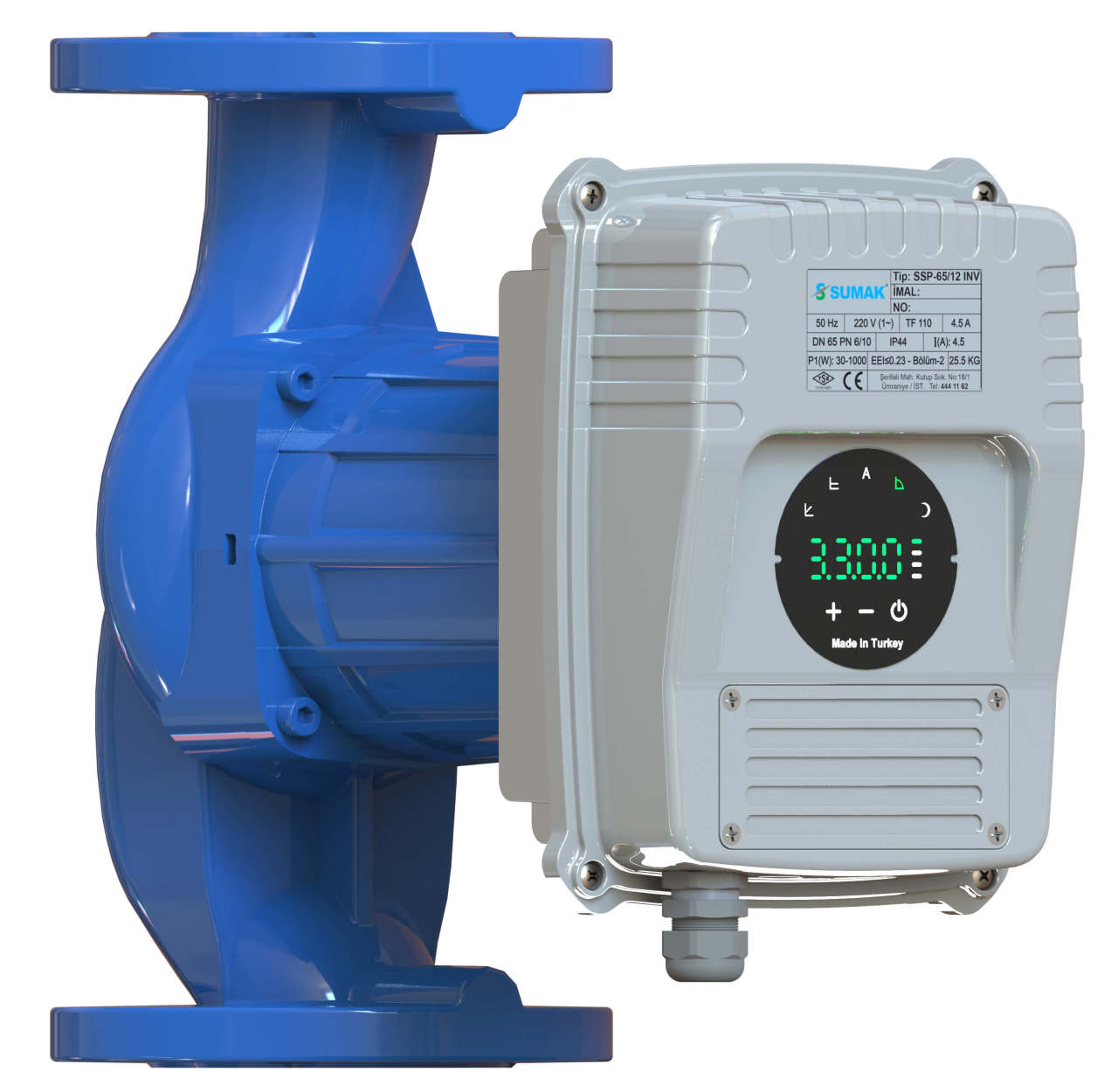 Sumak SSP65/10 INV Frekans Konvertörlü Sirkülasyon Pompası 11 mss 46 m³/h