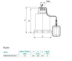 Wilo Drain Inox 10.7 Az Kirli Su Paslanmaz Gövdeli Drenaj Dalgıç Pompa 6 mss 9 m³/h 220 Volt