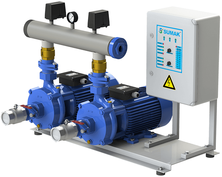 Sumak SMKTB 550/2 Emişli Çift Kademeli Hidrofor 8 Kat 90 Daire 380 Volt 5.5 Hp