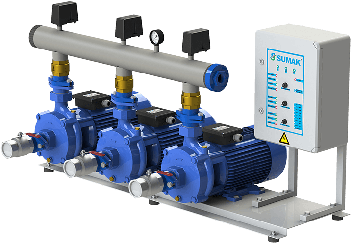 Sumak SMKTC 750 Emişli Çift Kademeli Hidrofor 8 Kat 135 Daire 380 Volt 5.5 Hp