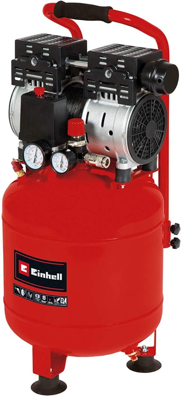 Einhell TE-AC 24 Yağsız/Sessiz Kompresör 57dB, 8Bar, 135lt/dk, 1Hp, 24 Lt Tank