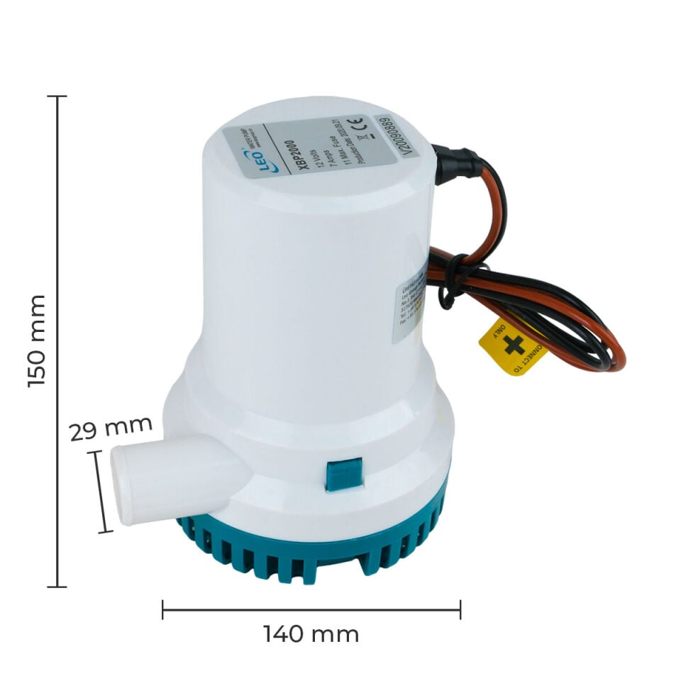 LEO XBP-2000 Sintine Pompası 12V 2000 GPH - 125 lt/dk - 4 mss
