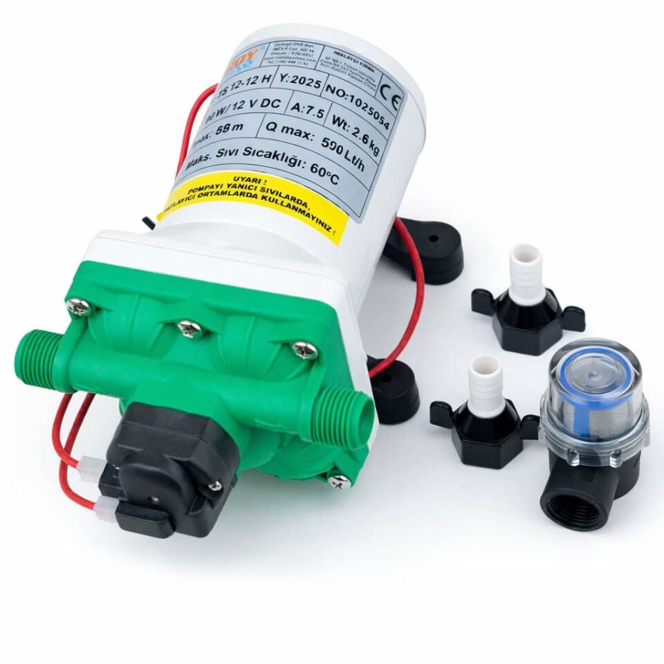 Troy TS 12-12 H Karavan, Tekne Hidroforu 12 Volt 11.7 lt/dk 80 psi 5.5 bar