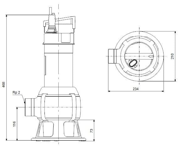 Grundfos UNILIFT AP50B.50.08.3V Paslanmaz Gövdeli Vortex Çarklı Kirli Su Drenaj Dalgıç Pompa 380V