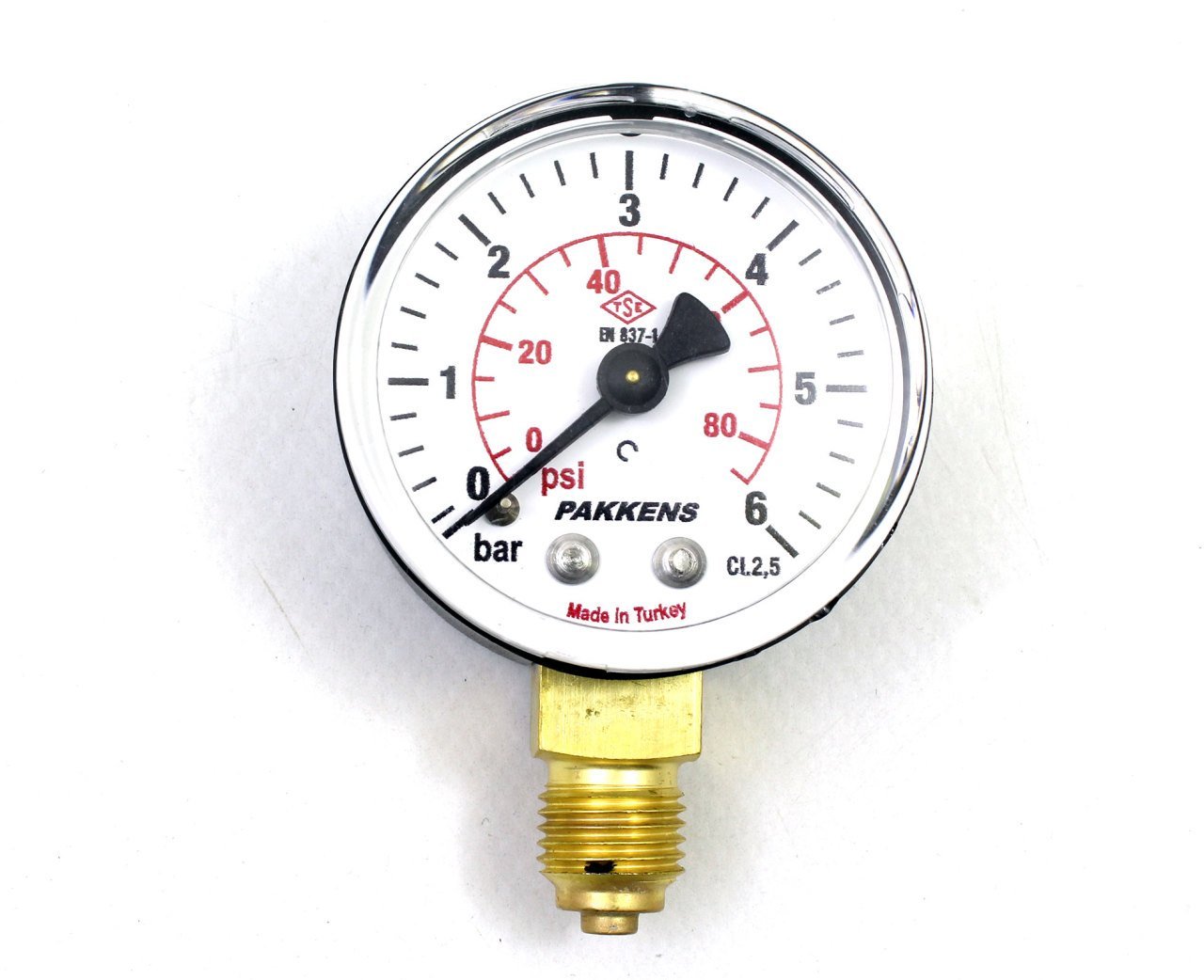 Pakkens Çap 50 0/6 Bar Kuru Tip Basınç Ölçer, Manometre, Basınç Göstergesi 1/4 inch