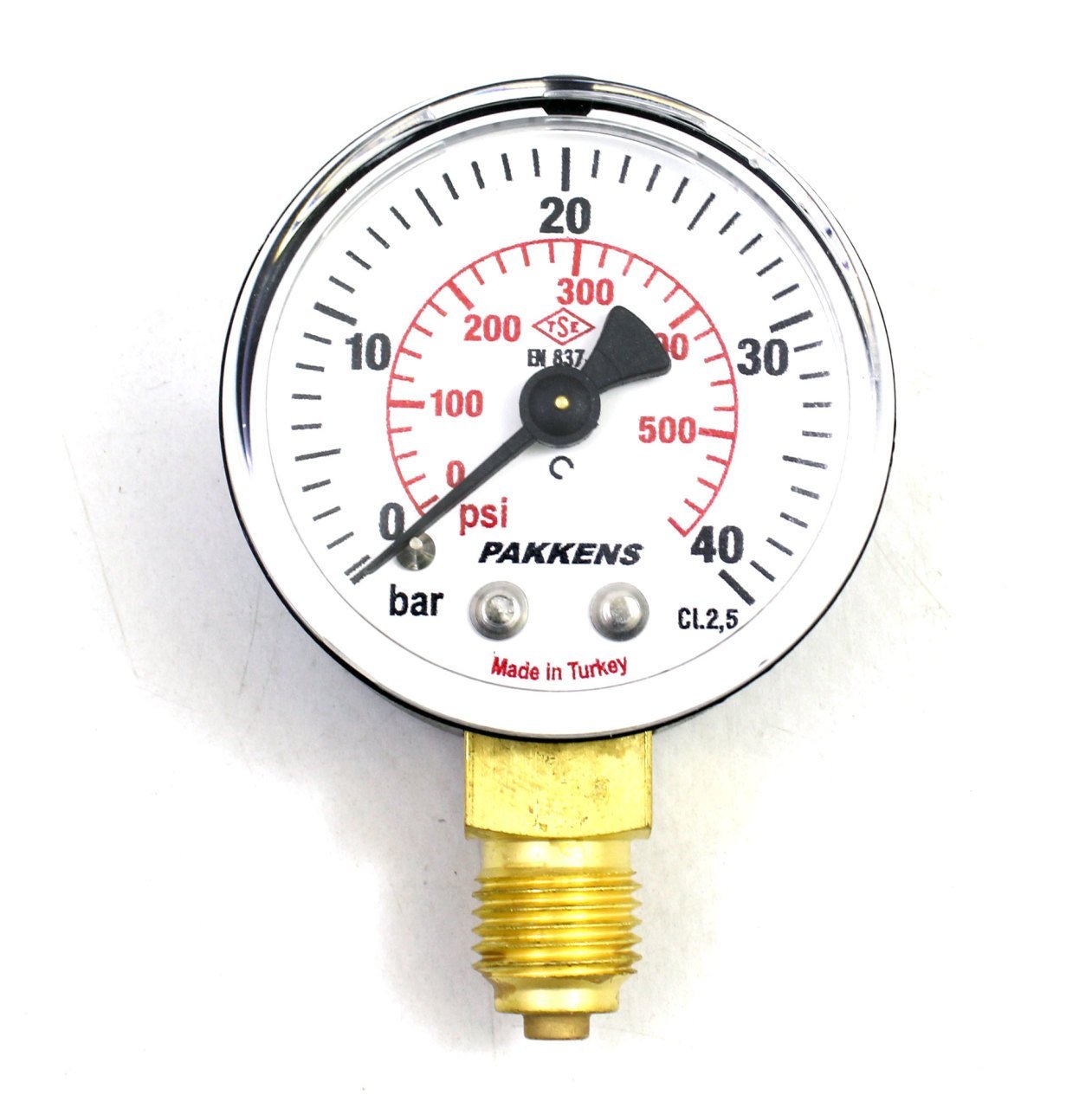 Pakkens Çap 50 0/40 Bar Kuru Tip Basınç Ölçer, Manometre, Basınç Göstergesi 1/4 inch