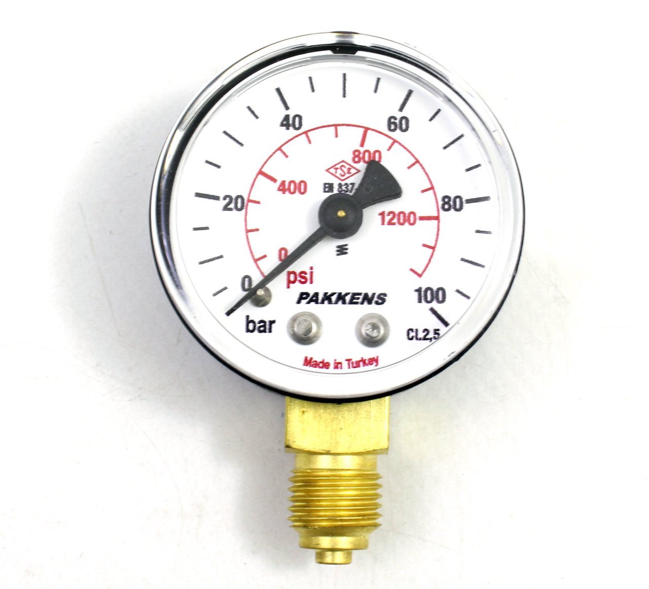 Pakkens Çap 50 0/100 Bar Kuru Tip Basınç Ölçer, Manometre, Basınç Göstergesi 1/4 inch