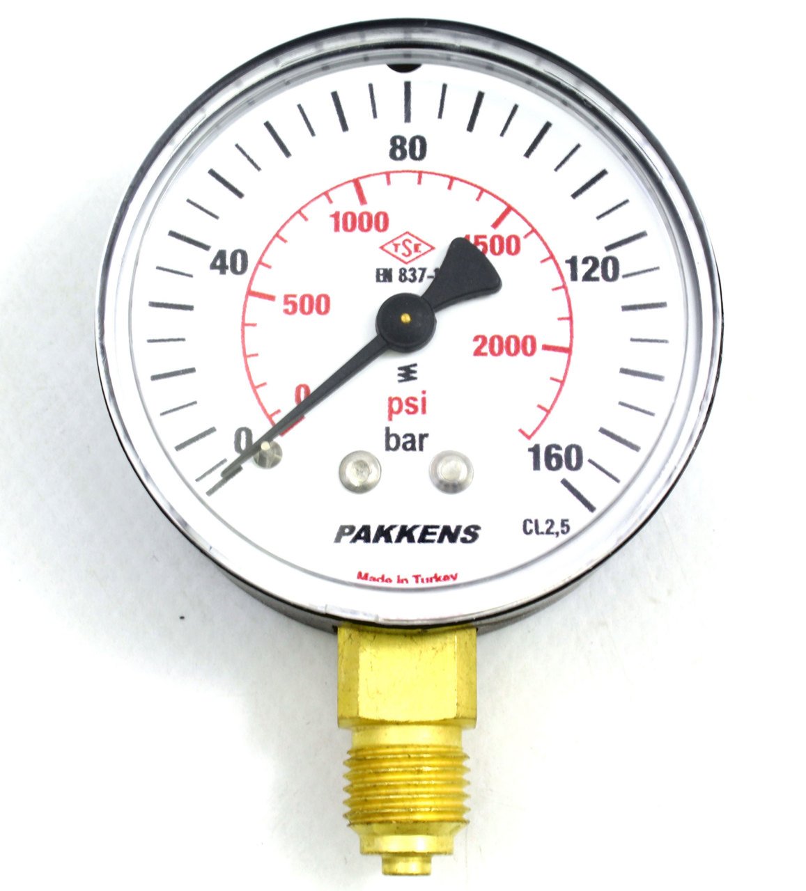 Pakkens Çap 50 0/160 Bar Kuru Tip Basınç Ölçer, Manometre, Basınç Göstergesi 1/4 inch