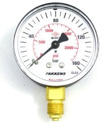 Pakkens Çap 50 0/160 Bar Kuru Tip Basınç Ölçer, Manometre, Basınç Göstergesi 1/4 inch