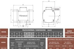 Vibramod VMA 3/200 Vibrasyon Motoru Trifaze (380V) 3000 Devir 226,38 Kgf 0.18 Kw