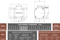 Vibramod VMA 3/800 Vibrasyon Motoru Trifaze (380V) 3000 Devir 810,38 Kgf 0.57 Kw