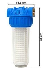 Aquafer 10 inç Silifoz Kireç Önleyici Yıkanabilir Su Filtresi 1.1/2 inc 100 Mikron