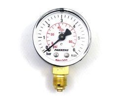 Pakkens Çap 63 0/6 Bar Kuru Tip Basınç Ölçer, Manometre, Basınç Göstergesi 1/4 inch