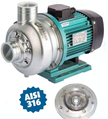 Varan DWB300/1.5T Komple Paslanmaz AISI 316 Santrifüj Pompa Trifaze 2 Hp 25 mss 30 m³/h