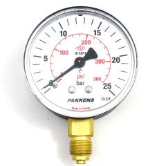 Pakkens Çap 63 0/25 Bar Kuru Tip Basınç Ölçer, Manometre, Basınç Göstergesi 1/4 inch