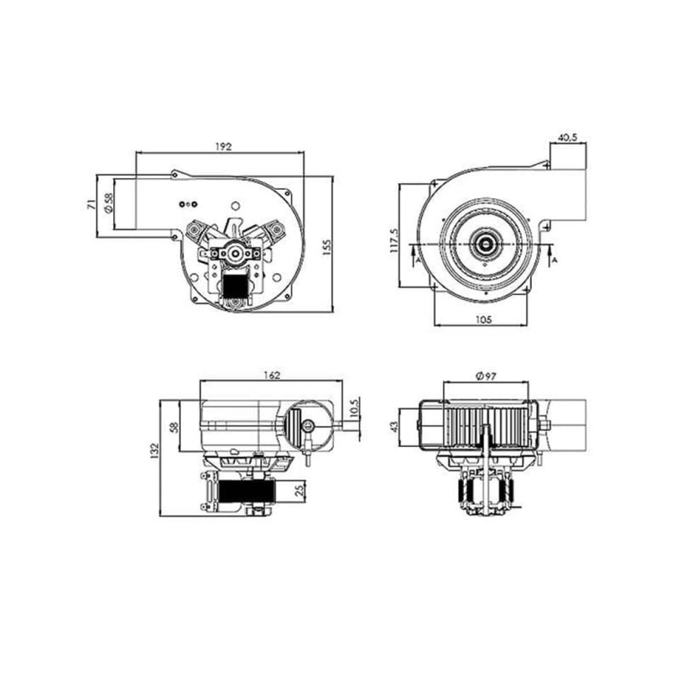 Aircol AKS680H Radyal / Salyangoz ve Kombi Fanı 170 m³/h 1850 RPM