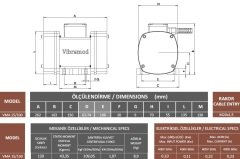 Vibramod VMA 15/100 Vibrasyon Motoru Trifaze (380V) 1500 Devir 109,05 Kgf 0.10 Kw