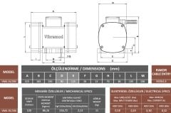 Vibramod VMA 15/200 Vibrasyon Motoru Trifaze (380V) 1500 Devir 216,72 Kgf 0.18 Kw