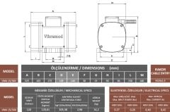 Vibramod VMA 15/300 Vibrasyon Motoru Trifaze (380V) 1500 Devir 303,38 Kgf 0.27 Kw