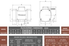 Vibramod VMA 15/550 Vibrasyon Motoru Trifaze (380V) 1500 Devir 575,52 Kgf 0.34 Kw