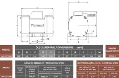 Vibramod VMA 15/2300 Vibrasyon Motoru Trifaze (380V) 1500 Devir 2386,21 Kgf 1.30 Kw
