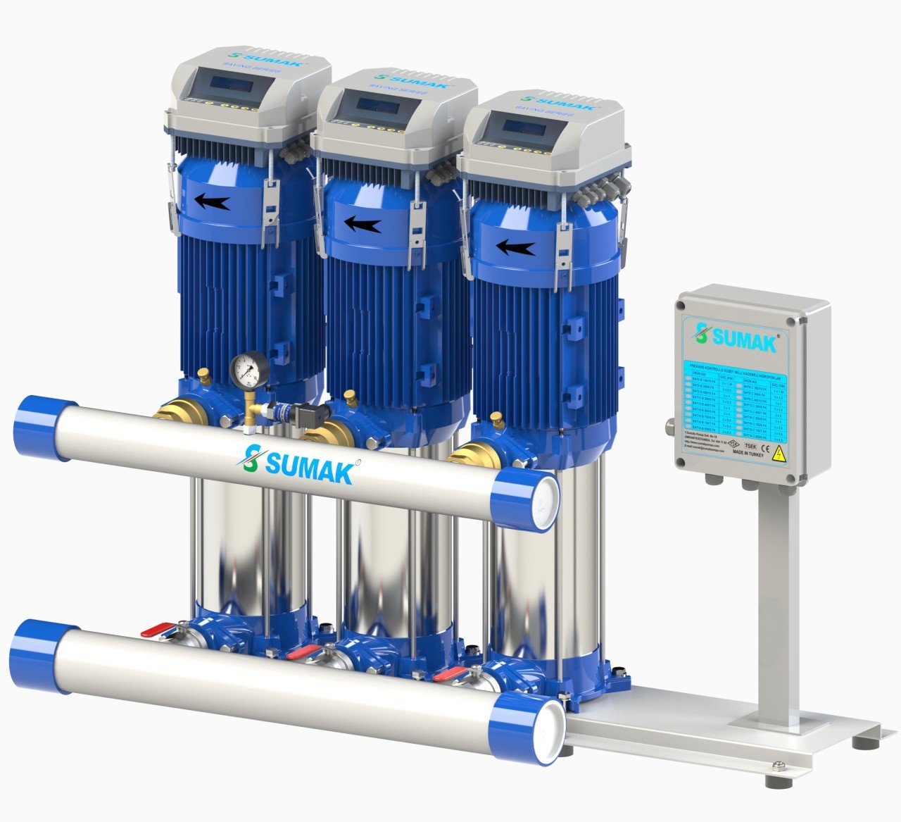 Sumak SHT-C-FK Frekans Kontrollü Düşey Milli Kademeli Hidroforlar