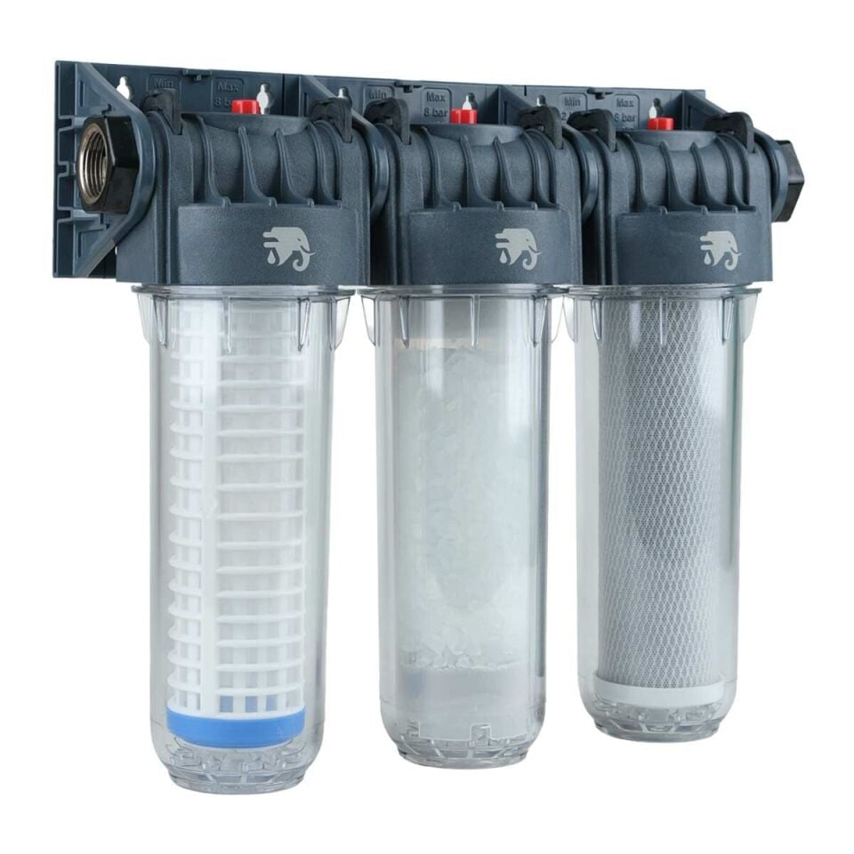 Filtek Üçlü Su Filtresi Daire ve Bina Girişi İçin Üçlü Set Arıtma Sistemi 3/4''