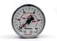Pakkens 0-100 Bar 63 mm Arkadan Bağlantılı Kuru Manometre G 1/4 inç