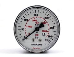 Pakkens 0-315 Bar 63 mm Arkadan Bağlantılı Kuru Manometre G 1/4 inç