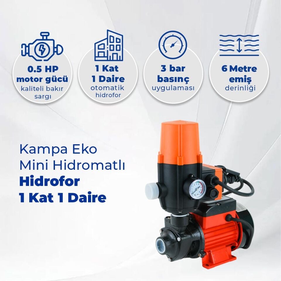 Kampa Eko Mini Hidromatlı Hidrofor 1 Kat 1 Daire
