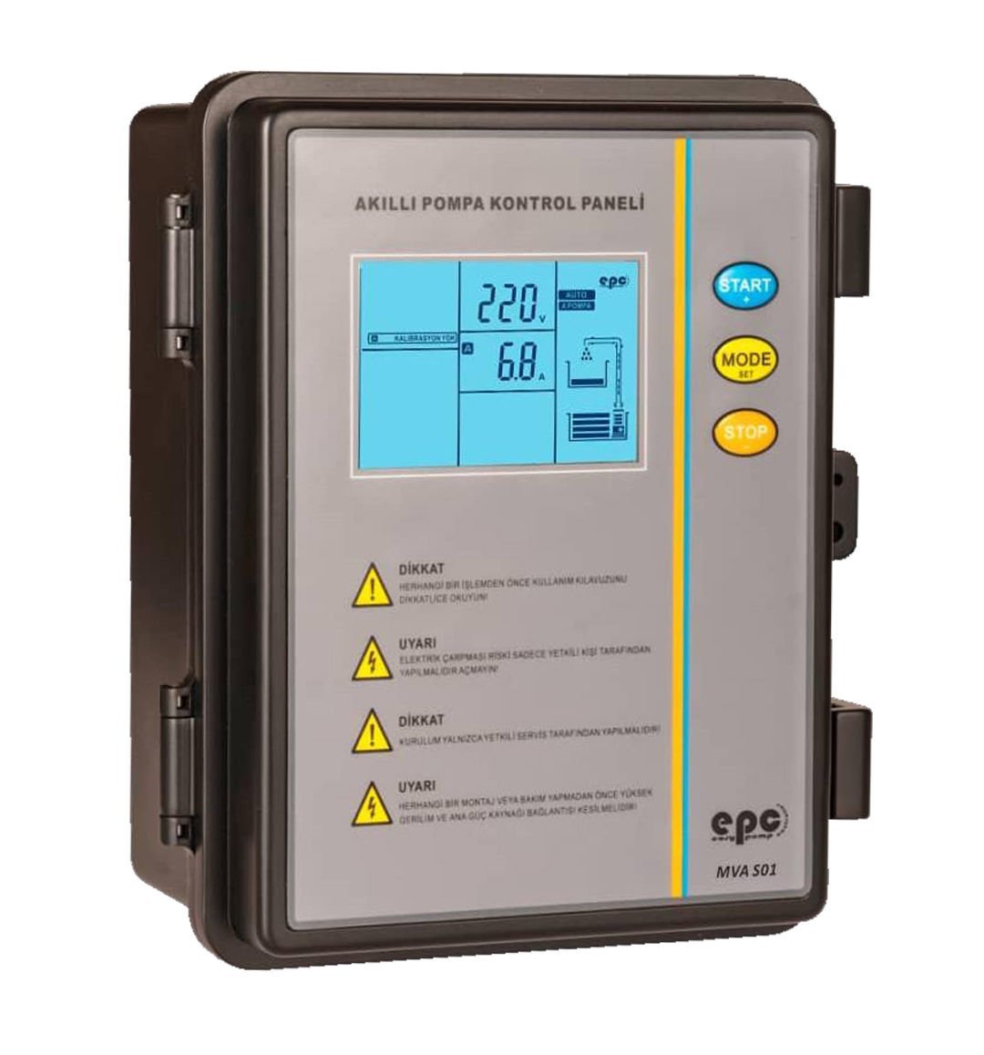 EPC 0,37 - 2,2 KW Monofaze Dalgıç Pompa Koruma ve Kontrol Panosu - Dijital Ekran, Türkçe Menü