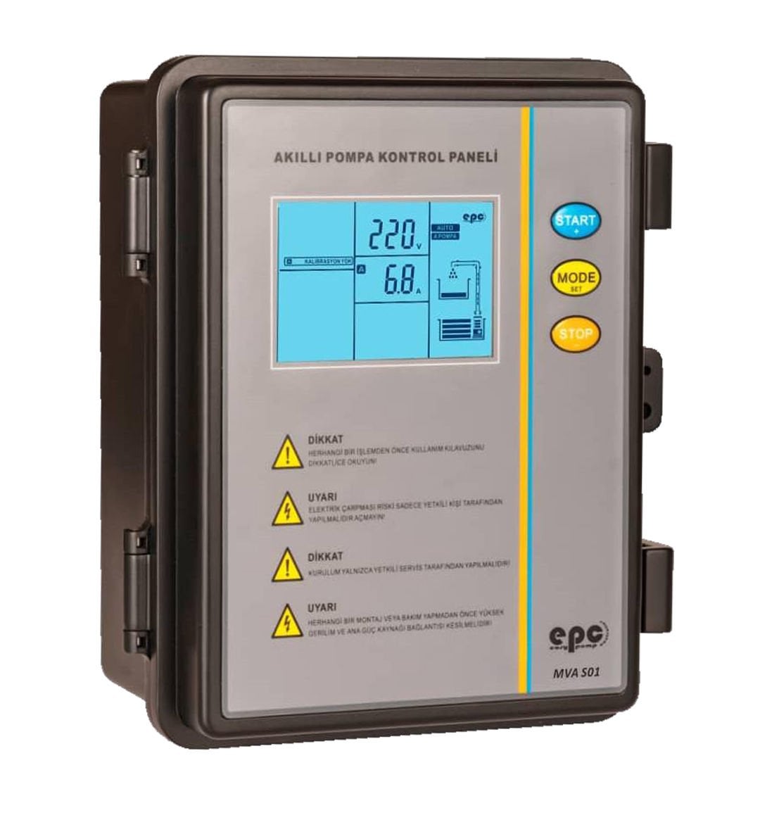 EPC 0,37 - 2,2 KW Monofaze Dalgıç Pompa Koruma ve Kontrol Panosu - Dijital Ekran, Türkçe Menü