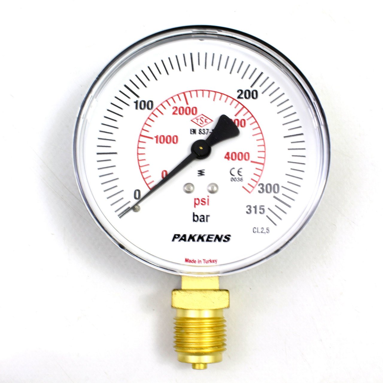 Pakkens 0-315 Bar 160 mm Alttan Bağlantılı Kuru Manometre G 1/2 inç