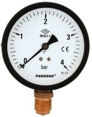 Pakkens 0-400 Bar 160 mm Alttan Bağlantılı Kuru Manometre G 1/2 inç