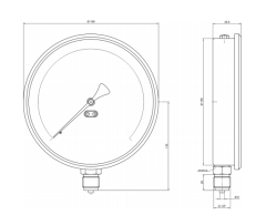 Pakkens 0-600 Bar 160 mm Alttan Bağlantılı Kuru Manometre G 1/2 inç